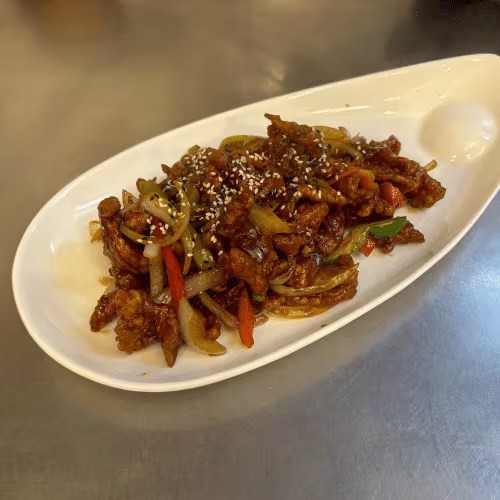 Gan Bian Hühnerfleisch (leicht scharf)
