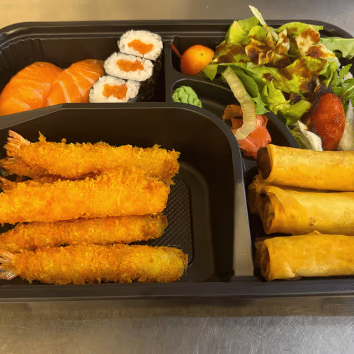 Gebratene Garnelen Bento