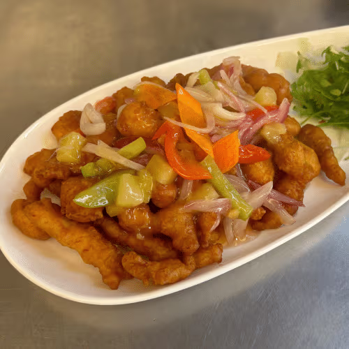 Hühnerfleisch Süß-Sauer