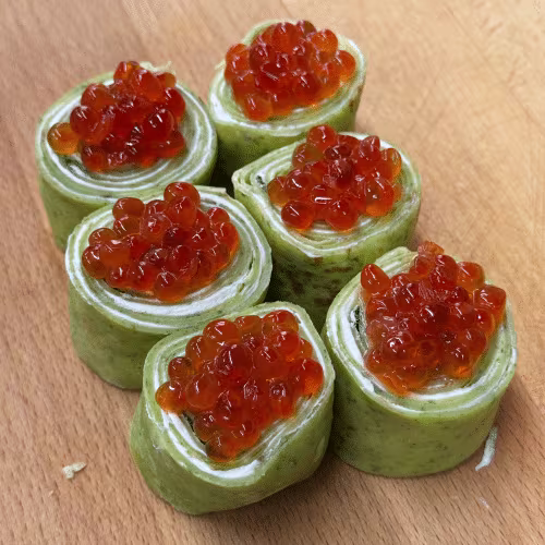 Degustacit Spinatpfannkuchen mit Kaviar