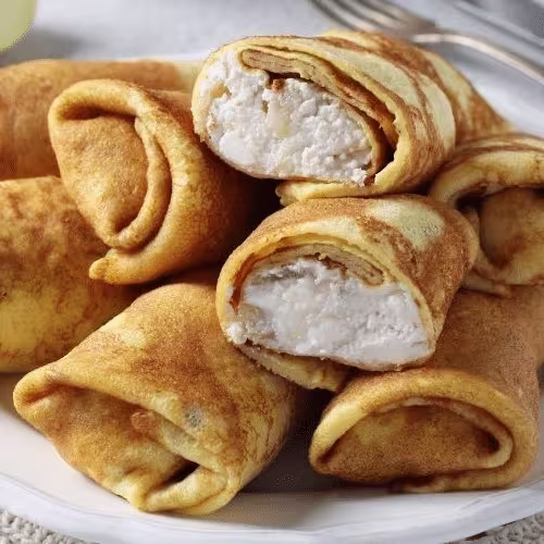 Pfannkuchen mit Hüttenkäse (3 Stück)