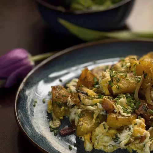 Geröstete Erdäpfelknödel nach Art des Hauses