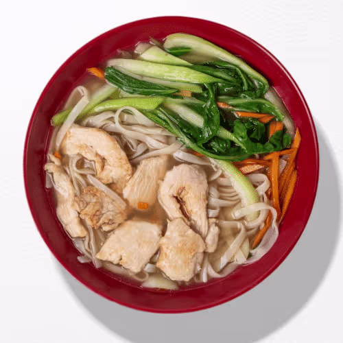 Japanische Ramen Nudelsuppe mit Hühnerfleisch
