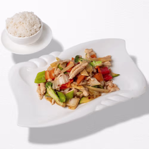 Hühnerfleisch Szechuan Art (scharf)