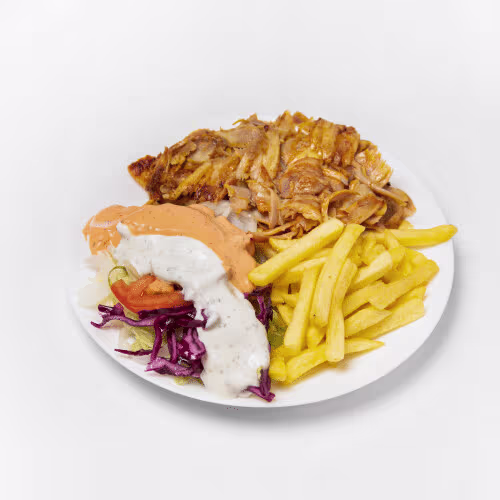 Kebapteller mit Pommes frites