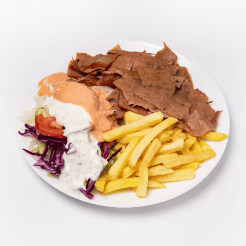 Kebapteller vom Kalb mit Pommes frites