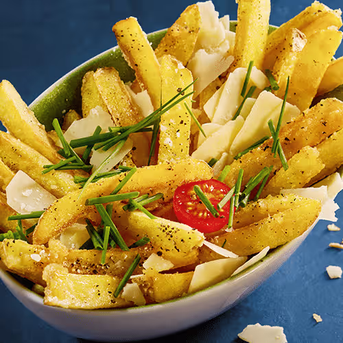 Knoblauch-Käse-Fritten (vegetarisch)