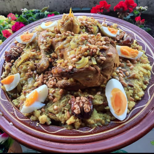 E'rfissa mit hühner Fleisch.