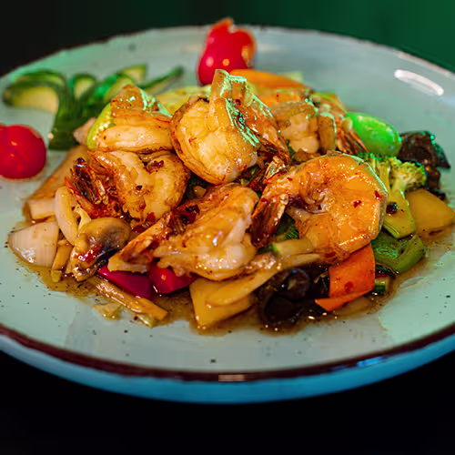 Gong Bao Riesengarnelen (scharf, 8 Stück)