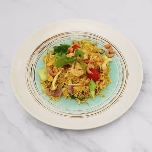 Gebratener Eiereis - mit Curry, Shrimps und Cashew