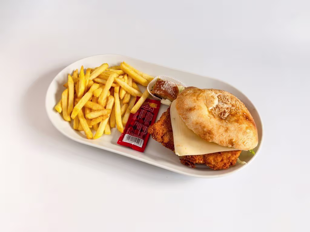 Chicken burger mit käse menü