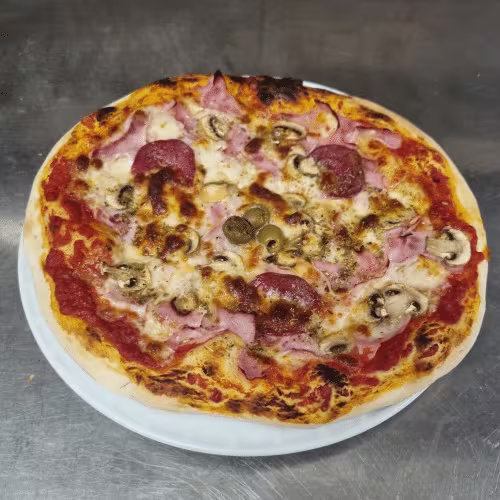 Vierjahreszeitenpizza,Kl.Salat,1 Cola 0,5l