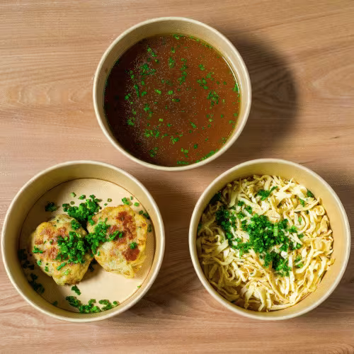 Rindssuppe mit Kaspressknödel und Schnittlauch