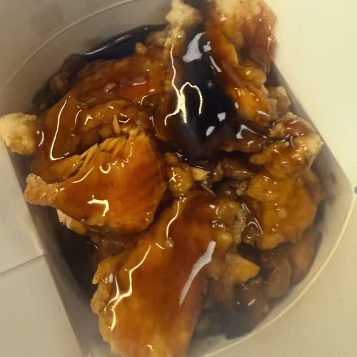 Gekochter Reis mit Teriyaki-Lachsfilet
