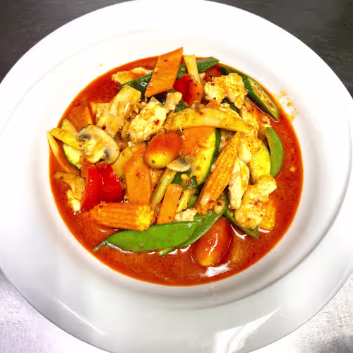 Thai Rotcurry Hühnerfleisch (sehr scharf)