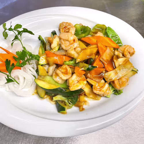 Gong Bao Shrimps mit Hoisin Sauce (scharf)