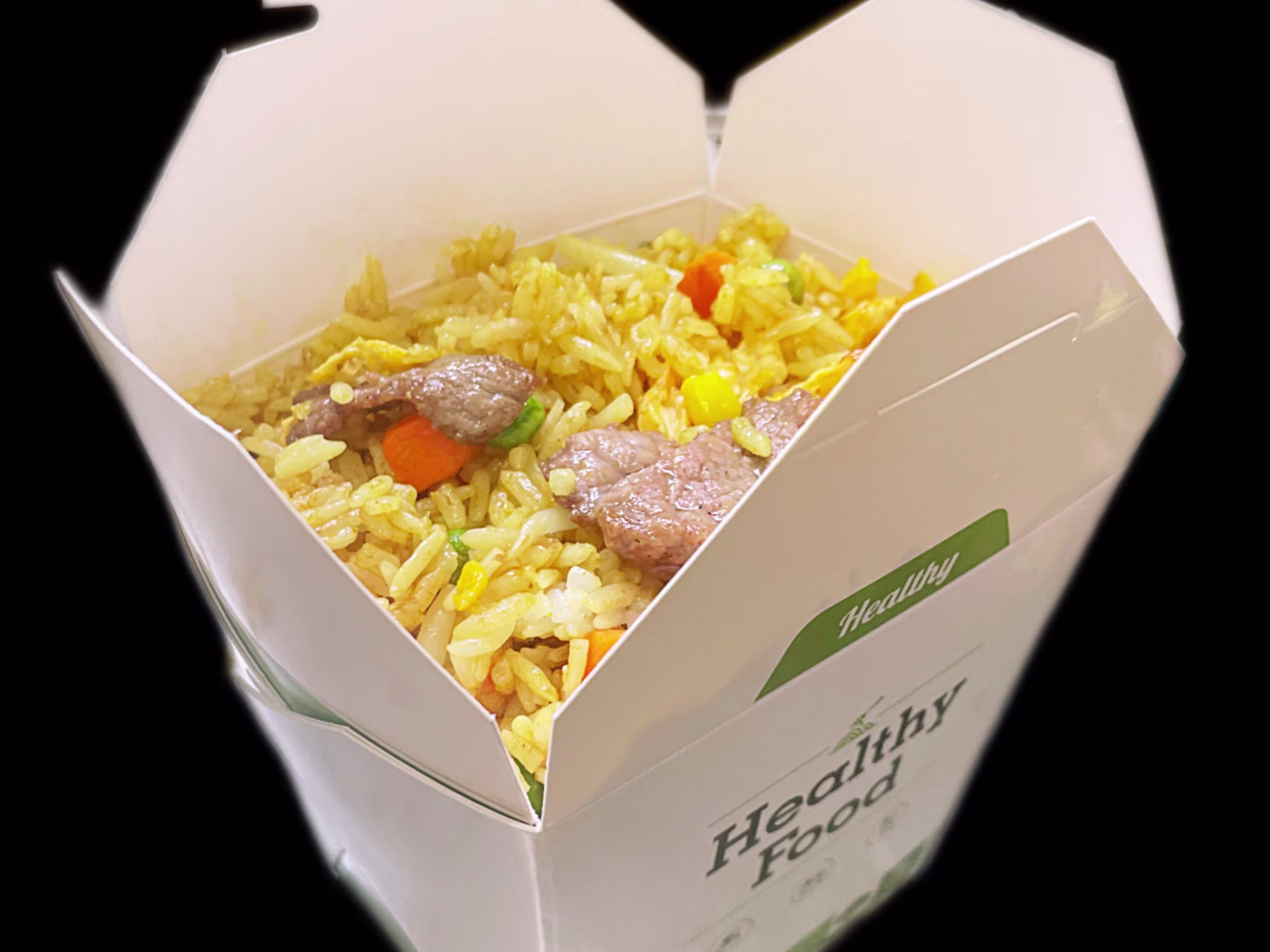 Reis Box mit Rindfleisch und Curry