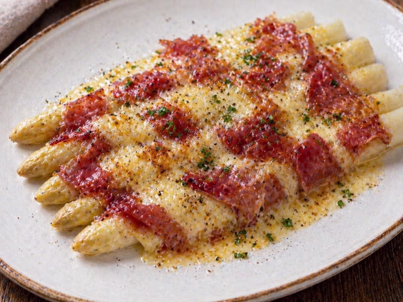 Frischer weißer Solospargel