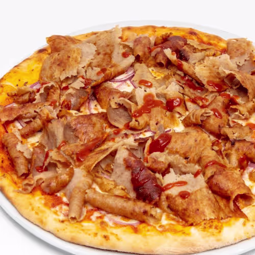 Pizza mit Hühner Kebab